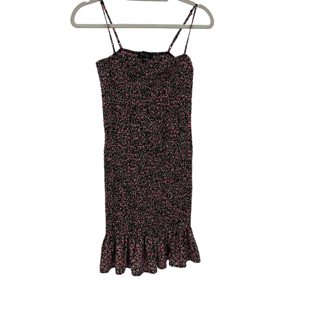 Trixxi Pink floral black mini dress